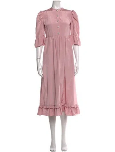 Pre-owned Batsheva Mock Neck Midi Length Dress In Pink