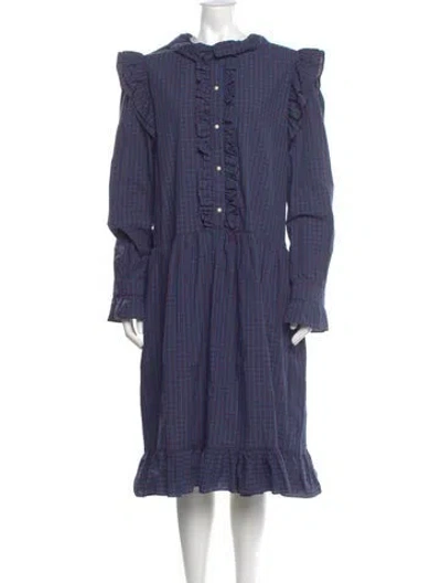 Pre-owned Batsheva Mock Neck Midi Length Dress In Purple