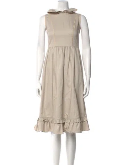 Pre-owned Batsheva Mock Neck Midi Length Dress W/ Tags In Neutral
