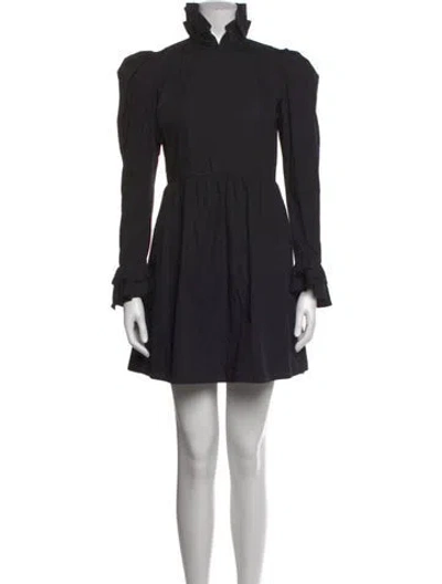 Pre-owned Batsheva Mock Neck Mini Dress In Black