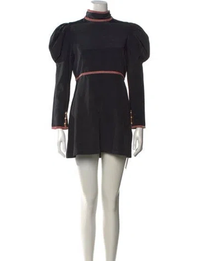 Pre-owned Batsheva Mock Neck Mini Dress In Black