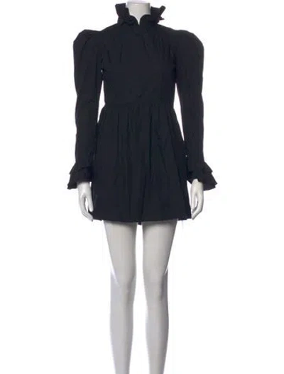 Pre-owned Batsheva Mock Neck Mini Dress In Blue