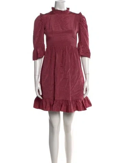 Pre-owned Batsheva Mock Neck Mini Dress In Burgundy