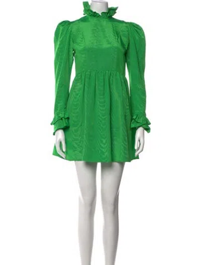 Pre-owned Batsheva Mock Neck Mini Dress In Green