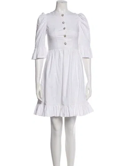 Pre-owned Batsheva Mock Neck Mini Dress In White