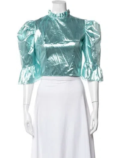 Pre-owned Batsheva Mock Neck Three-quarter Sleeve Blouse In Multi