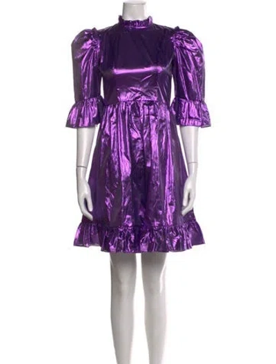 Pre-owned Batsheva Nylon Mini Dress In Purple