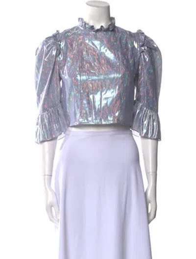 Pre-owned Batsheva Nylon Mock Neck Crop Top In Multi