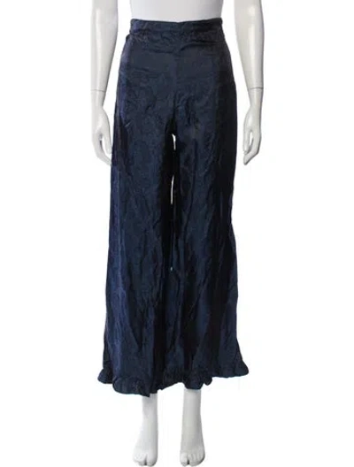 Pre-owned Batsheva Paisley Print Wide Leg Pants In Blue