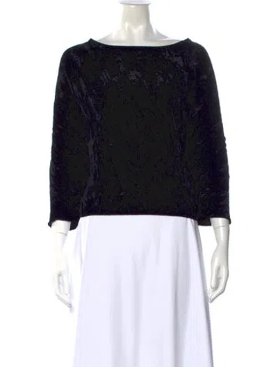 Pre-owned Batsheva Patterned Bateau Neckline Top In Black