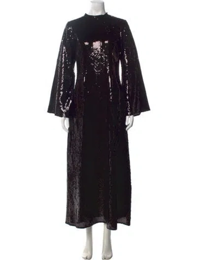 Pre-owned Batsheva Patterned Long Dress W/ Tags In Black