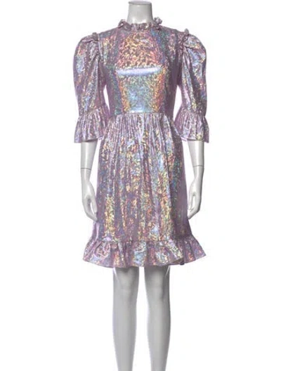 Pre-owned Batsheva Patterned Mini Dress In Purple