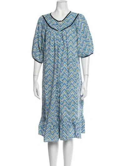 Pre-owned Batsheva Patterned Nightgown In Blue
