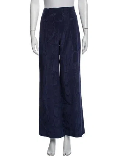 Pre-owned Batsheva Patterned Wide Leg Pants In Blue