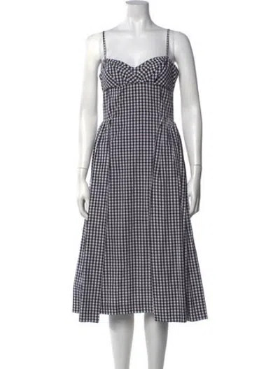 Pre-owned Batsheva Plaid Print Midi Length Dress W/ Tags In Black