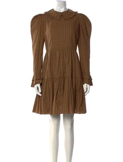 Pre-owned Batsheva Plaid Print Mini Dress In Blue