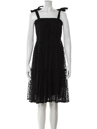 Pre-owned Batsheva Polka Dot Print Knee-length Dress In Black
