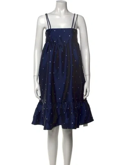 Pre-owned Batsheva Polka Dot Print Mini Dress In Blue