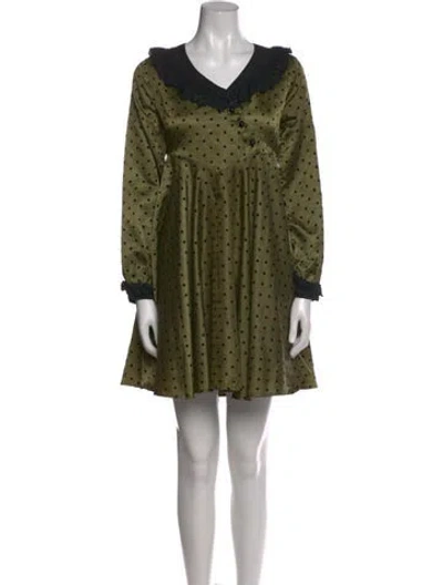 Pre-owned Batsheva Polka Dot Print Mini Dress In Green