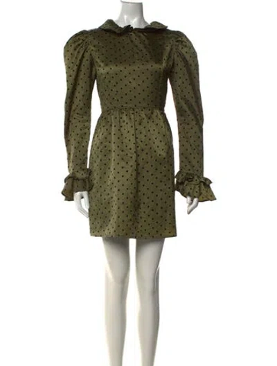 Pre-owned Batsheva Polka Dot Print Mini Dress In Green