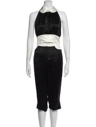 Pre-owned Batsheva Polka Dot Print Pant Set In Black