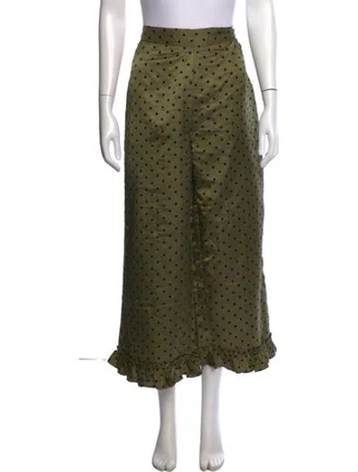 Pre-owned Batsheva Polka Dot Print Wide Leg Pants In Green