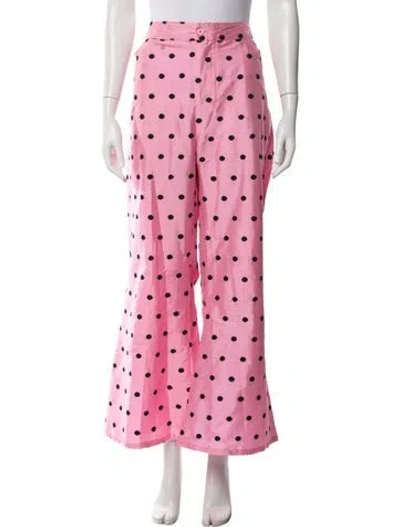Pre-owned Batsheva Polka Dot Print Wide Leg Pants In Pink