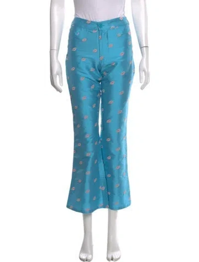 Pre-owned Batsheva Printed Flared Pants In Blue
