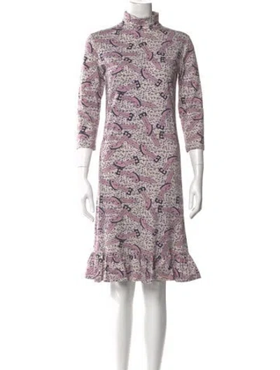 Pre-owned Batsheva Printed Knee-length Dress In Purple