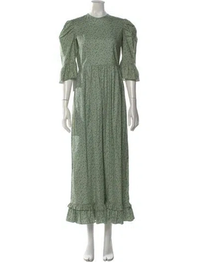 Pre-owned Batsheva Printed Long Dress In Green