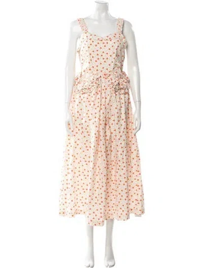 Pre-owned Batsheva Printed Long Dress In White