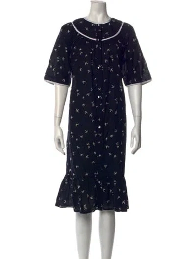 Pre-owned Batsheva Printed Midi Length Dress In Black/blue