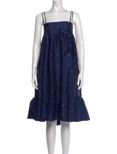 Pre-owned Batsheva Printed Midi Length Dress In Blue