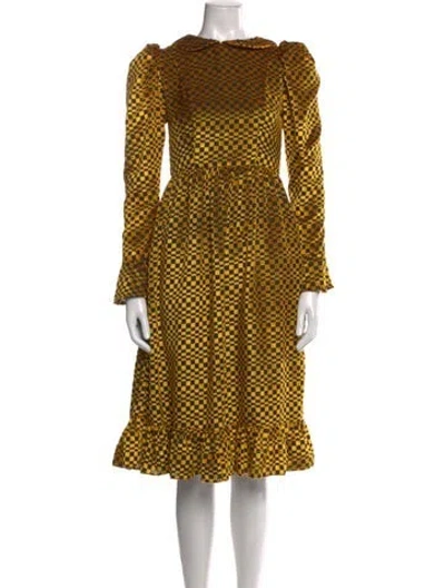 Pre-owned Batsheva Printed Midi Length Dress In Orange