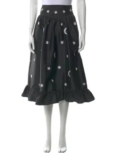 Pre-owned Batsheva Printed Midi Length Skirt In Green