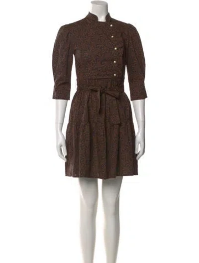 Pre-owned Batsheva Printed Mini Dress In Brown