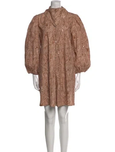 Pre-owned Batsheva Printed Mini Dress In Brown