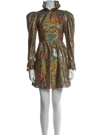 Pre-owned Batsheva Printed Mini Dress In Gold