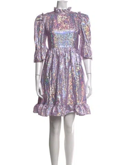Pre-owned Batsheva Printed Mini Dress In Purple