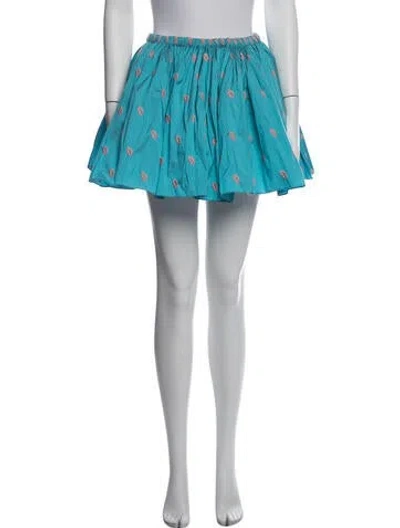 Pre-owned Batsheva Printed Mini Skirt In Blue