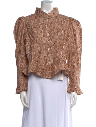 Pre-owned Batsheva Printed Mock Neck Blouse W/ Tags In Multi
