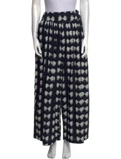 Pre-owned Batsheva Printed Wide Leg Pants In Black