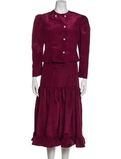 Pre-owned Batsheva Ruffle Embellishment Skirt Set In Burgundy