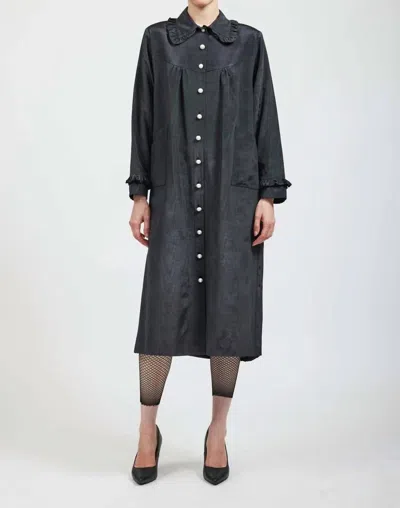 Batsheva Ruffle House Coat In Black In Multi
