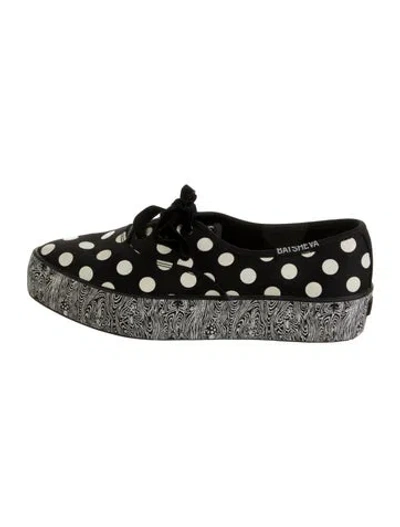 Pre-owned Batsheva Satin Polka Dot Print Ballet Flats In Multicolor