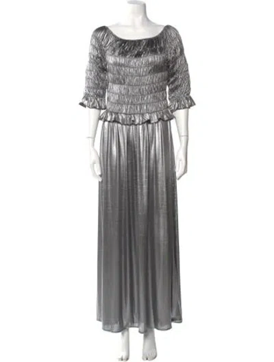 Pre-owned Batsheva Scoop Neck Long Dress In Gray