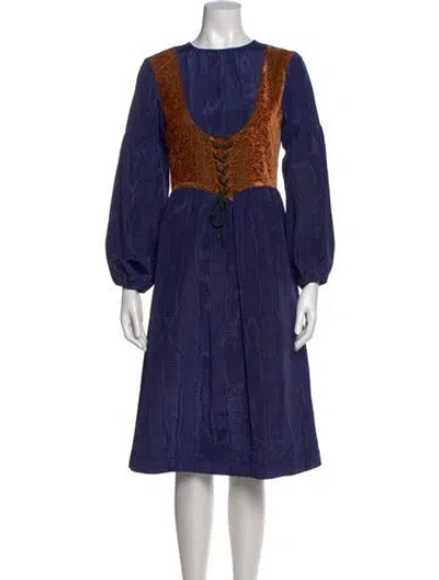 Pre-owned Batsheva Scoop Neck Midi Length Dress In Blue