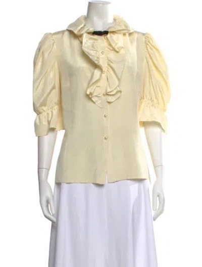 Pre-owned Batsheva Short Sleeve Blouse In Yellow
