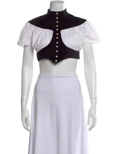 Pre-owned Batsheva Short Sleeve Crop Top In White