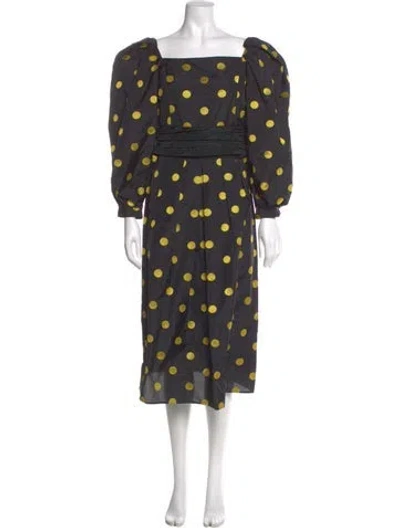 Pre-owned Batsheva Silk Midi Length Dress In Gray